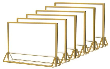 NIUBEE 4x6 Acrylic Sign Holder, Picture Frame, Wedding Table Numbers, 6pack