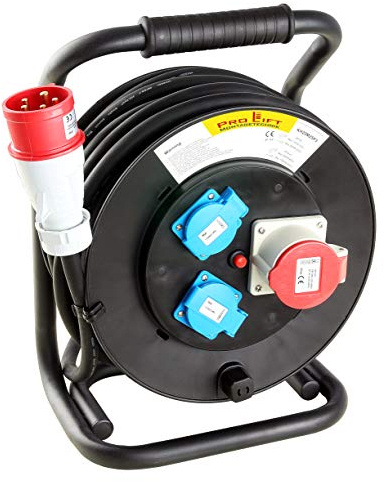 Pro-Lift-Werkzeuge Kabeltrommel 20m CEE 16A Starkstromkabel Kabel H07RN-F 5 x 2,5mm²