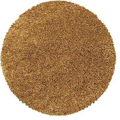 Carpetsale24 Shaggy Hochflor Teppich 120 cm Rund Gold weich flauschig modern einfarbig Ideal unter Beistelltisch oder im Flur für Wohnzimmer Schlafzimmer Flur