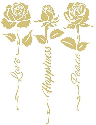 Ideen mit Herz Metallic Bügeltransfer | glänzend | DIN A4 | Textilien wie T-Shirts & Taschen mit Bügelmotiven verzieren | Bilder schnell & einfach aufbügeln | DIY Textildesign (Rosen 04 | gold)
