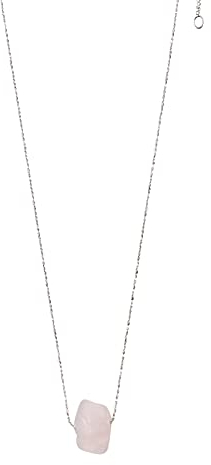 PILGRIM versilberte Chakra-Halskette mit echtem Halbedelstein aus Rosa Rosenquarz