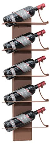 ALUBOX VIRGO Porta Vino Da Parete A Colonna 83,5X30X14,6 Cm Portabottiglie Da Parete In Alluminio Con 5 Mensole A C Inclinate In Lamiera Zincata 30X10,6 Cm Per 5 Bottiglie (RUGGINE)