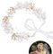 TONAUP Hochzeits-Stirnband, Kommunion Blumenkranz Haare Stirnband, Weiß Kristall Perlen Haarband Haarkranz Kopfschmuck für Prinzessinnen Blumenmädchen Brautjungfer