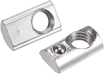 sourcing map 30 Stück M6 T Nutensteine Roll-in Spring Nutensteine mit Kugel | Kohlenstoffstahl, Für 2020 Serie Aluminium Strangpressprofilschiene, 6mm Nut