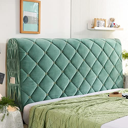 UVCMDUI Bett Kopfteil Bezug, Staubdichte Boxspringbett Kopfteil Bezug, Bettkopfteil Bezug für Schlafzimmer,Grün,190cm74.8in