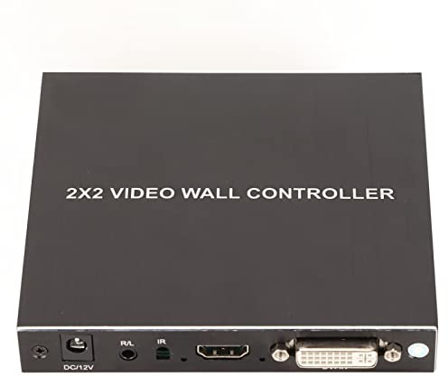 CUEI 4K HDMI-Videowand-Controller, 2x2 1x2 1x3 1x4 2x1 3x1 4x1 4-Kanal-TV-Wand-Controller mit 1080P 60HZ HD-Display, 180-Grad-Drehung, 4 HDMI-Ausgänge, 1 HDMI- und DVI-Eingang für 4 TV-Spleißen(#1)