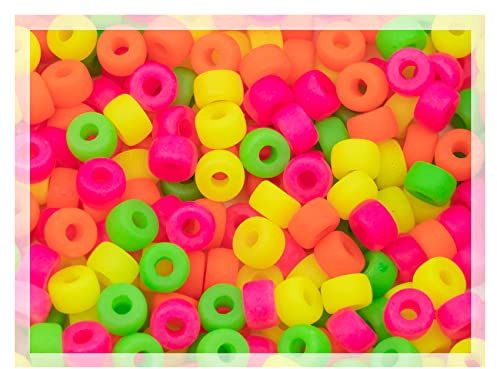 240 pcs (50g) Mix of Big Pony Bagel Czech Glass Beads, 6 mm (big hole 2 mm) Semi Matte Neon Mix