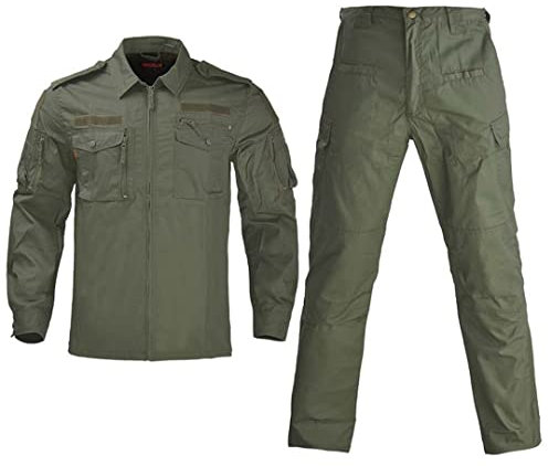 Suwequest Uniforme Militare Camouflage Combattimento Camicia Uniforme Militare Tattico Tuta Abbigliamento Uomini Vestiti Da Lavoro Con Cappellini Verde Esercito XL-70-80kg