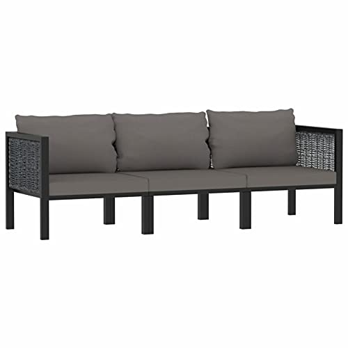 XIAOGUANG 3-Sitzer-Sofa mit Auflage, Tagesbett, Couch Mit Schlaffunktion, Schlafsofa, Wohnzimmersofa, Schlafcouch, Bigsofas, Cauchsofa, Anthrazit Poly Rattan