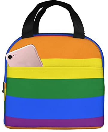 XVBCDFG Bolsa de almuerzo arcoíris para oficina al aire libre, papel de aluminio portátil, aislamiento grueso y bolsa Bento para mantener fresco
