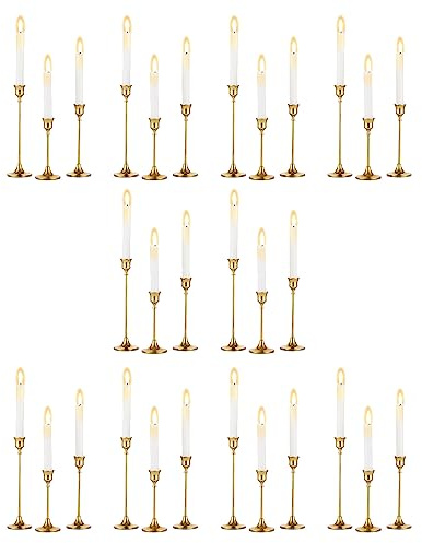 Romadedi kerzenständer Metall Gold 30er Set - Dekorativer Vintage Kerzenhalter in Unterschiedlicher Größe Kerzen Ständer für Stabkerze Spitzkerzen Hochzeit Party Weihnachten Tischdeko 15/19/24cm