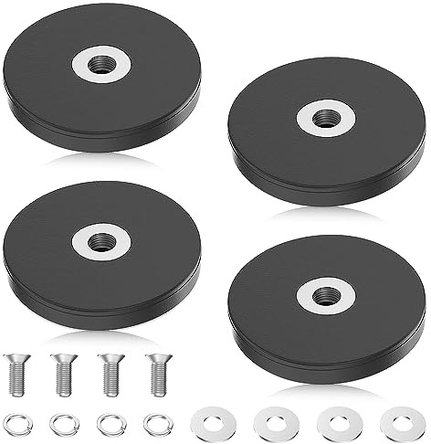 mizikuu Neodym Magnete Gummiert, 4 Stück Haftkraft Magnetsysteme mit Gummimantelm Ø 43mm mit M6 Innengewinde, Haftkraft Bis 20 kg Extra Starke Magnete für Schrauben Öse Oder Haken