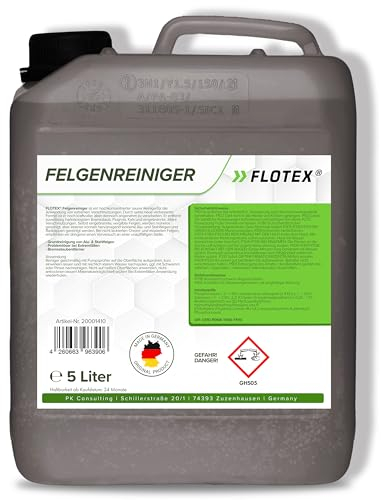 FLOTEX Felgenreiniger für Auto & Motorrad 5L | Saurer Felgen Reiniger effektiv gegen Bremsstaub, Flugrost & hartnäckige Verschmutzungen | Felgenreiniger Alufelgen & Stahlfelgen | Made in Germany