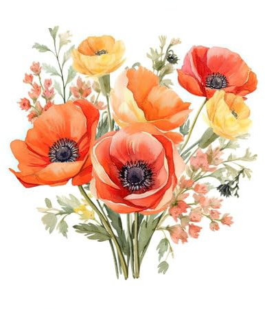adrium Acryl-Bild 80 x 80 cm: Aquarell-Mohnblume. Illustration Generative KI (204883139)