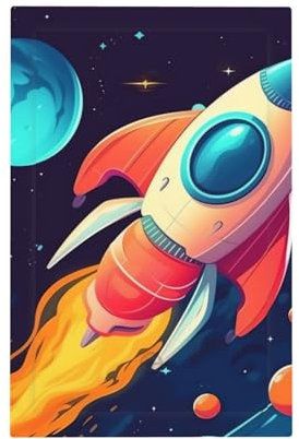 Art Plates Wall Plate Cover Cartoon Rocket In Space Print Single Rocker Light Switch Cover 1-Gang Decorative Faceplate For Kitchen Bedroom Decor