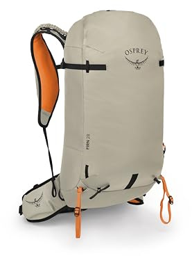 Osprey Firn 28L Ski and Snowboard Backpack, Sandy Grey/Tequila Orange, Small/Medium