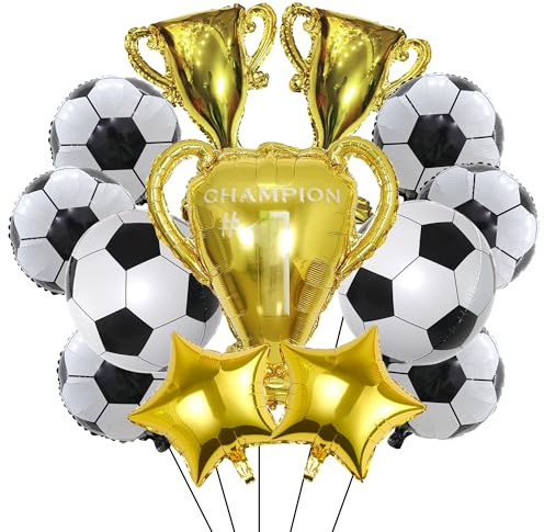 Fussball Luftballon Fußball Geburtstagsdeko - 13 Stück Fußball Folienballon, XXL Trophäe Ballon, Fussball Deko Geburtstag Kinder, Sport Thema Partyzubehör für Kindergeburtstage