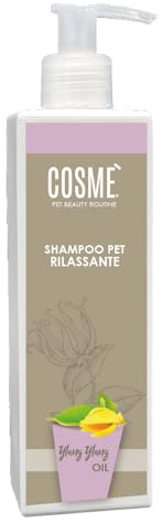 COSME' | Shampoo per Cani Rilassante con Olio di Ylang Ylang, Azione Riequilibrante, Lenitiva e Rilassante, per Pelli Sensibili e Delicate, 250ml