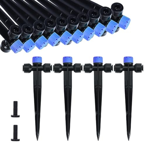 HOINCO 28 Arroseurs Goutte - à - Goutte, Réglable 8 Trous d'eau Goutte - à - Goutte Tête d'Arrosage, Adapté pour 1/4 Tuyau d'irrigation. (Bleu)