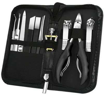 Kit Cortaúñas Set herramientas para cortar uñas pies con estuche | 10X para viajes al aire , hombres, mujeres, toda la familia y