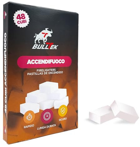 Cubetti Accendifuoco Rapidi – Set da 48 Pezzi per Camino, Stufa e Barbecue – Accensione Istantanea e Lunga Durata – Facili da Usare e Sicuri – Ideali per Legna, Carbone e Pellet