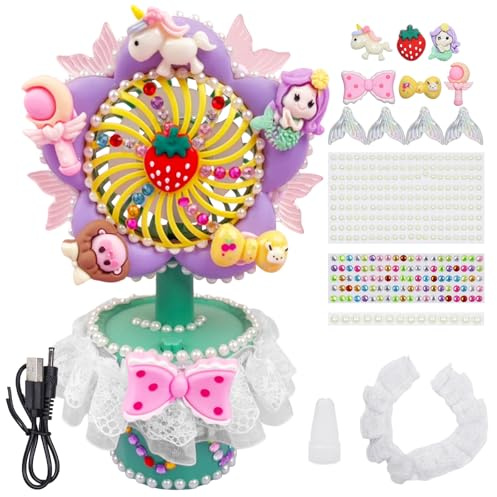 Ventilador de mano, ventilador de mano portátil, mini ventilador para niños, mini ventilador USB con recargable, ventilador de unicornio, maceta, manualidades, para niñas, niños, juguetes, regalos