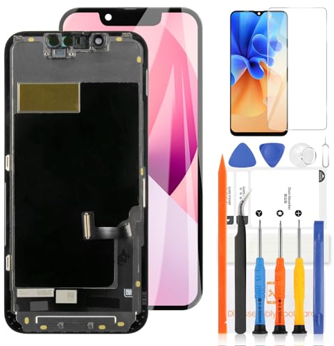 LADYSON TFT Écran LCD pour iPhone 13 Mini Remplacement d'Écran 5.4 Pouces pour iPhone 13 Mini A2628 A2481 A2626 A2629 A2630 3D Écran LCD Tactile Digitizer Assembly Repair Kit (Noir)