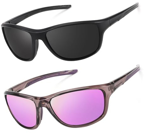 SIPHEW 2 Stück Sportbrille Damen Sonnenbrille polarisierte Fahrradbrille UV400-Schutz Laufbrille Sunglasses zum Rennrad Radfahren Laufen Fahrrad