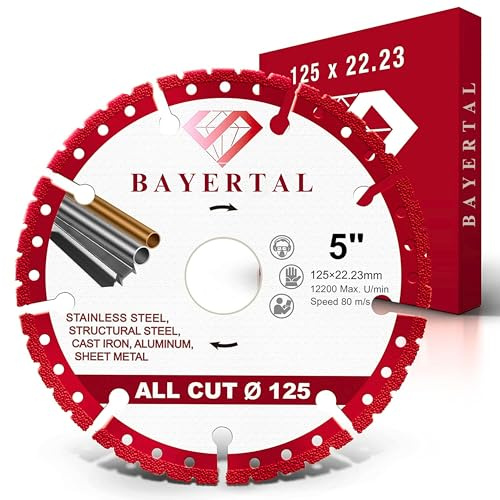 BAYERTAL® Diamanttrennscheibe 125mmx22,23 - Exklusiver Universal Allesschneider Trennscheibe für Stahl, Eisen Alu, Kunststoff, Beton uvm.- Ultimative Präzisons Diamantscheibe 125 in Premium-Qualität!