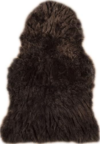 Kuhfelle Online & Nomad Echtes Lammfell Lammfellteppich Läufer 150 x 80 cm Schaffell XXL Dunkelbraun