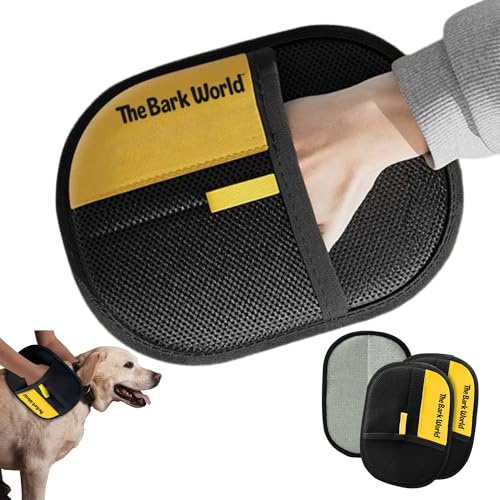 The Bark World Pet Hair Removal Gloves 2-Pack – Electrostatic Reusable Fur Remover Mitts for Cat & Dog Hair – Washable Lint Remover for Couch, Clothes, Car & Pet Beds