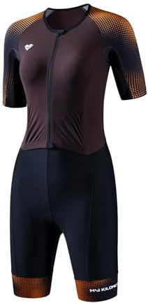 MY KILOMETRE Dam Triatlonklädsel Kort Ärm – Ettstycks Trisuit Andningsbar & Snabbtorkande med Bakficka UPF50+