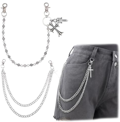 2 PCS Jean Chain, Stylish Punk Gothic Accessories for Hip-Hop Fans, Perfect for Music Festivals and Street Dance, Trouser Chains for Men and Women