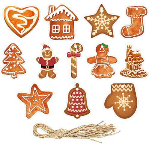 BSITSSS 24 Stück Lebkuchenmann Anhänger Weihnachten, Weihnachtsbaumschmuck, Lebkuchenmann Deko Christbaumanhänger Tannenbaumschmuck für Haus Home Party Festival Deko Weihnachtsbaum