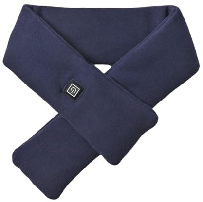 JSGHGDF Unsiex Écharpe chauffante électrique portable sans fil alimentée par USB pour réchauffer le cou avec technologie de chauffage rapide 3 réglages de température, bleu marine, taille unique