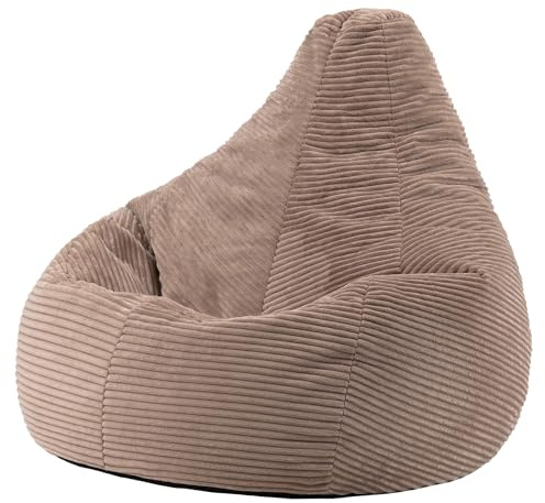 Icon Dalton Pouf Velours Côtelé, Pouf Poire avec Remplissage, Fauteuil Salon Confortable, Fauteuil Chambre, Meuble Salon, Decoration Chambre, Brun Moka