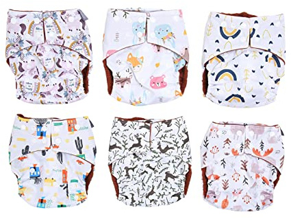 Für Babys für 6 -pcs -Waschantriebe wiederverwendbare Windeln, hautfreundliche verstellbare Größe gute Absorption für Babygebrauch