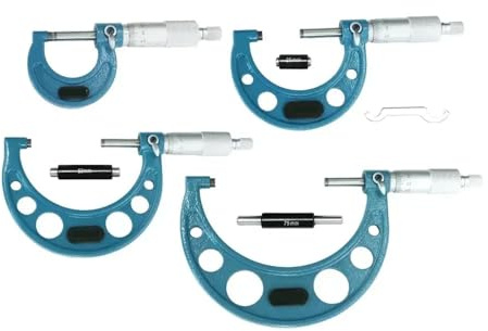 bügelmessschraube 0–100 mm, 4-teilig, Außenmikrometer, 0–25 mm/25–50 mm/50–75 mm/75–100, metrisches Messschieber-Außenmikrometer-Set