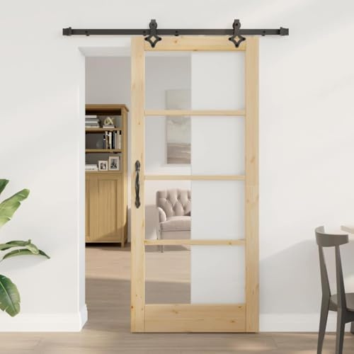 Falttür Komplettset Innentür,Schiebetür Sonstiges Braun 86 x 198,5 cm Holz und Metall,Zimmertüren für Badezimmer,Schlafzimmer,Kinderzimmer