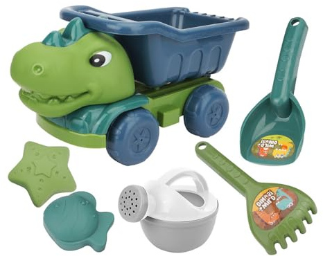 Kinder-Strandspielzeug, Dinosaurier-Sandspielzeug-Set, Muldenkipper-Schaufel, Burgenbau-Ausrüstung, tragbarer Outdoor-Spaß, kreatives Spielen für Kleinkinder, glatte Kunststoffkonstruktion, wie im Bil