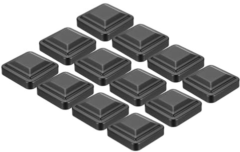 sourcing map 12Pcs Fence Post Caps, 3.2 x 3.2 Heavy Duty Aluminum Post Cap Square Cover Top Pressure Fit for Metal Wood Fence Deck Mailbox Patio, Black
