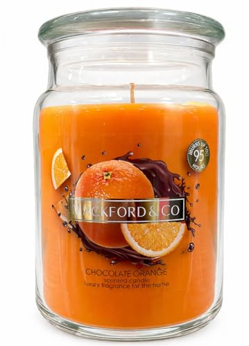 eBoutik - Large Chocolate Orange Scented Candle – Strong Scented Jar 95 Hour Long Burn Time, Luxury Home Fragrance Decorative - Decor for Living Room, Bedroom