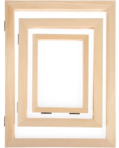 Amosfun Papierherstellungsset mit 3 Holzrahmen Doppellagige Schöpfrahmen aus Kiefernholz Inklusive Papierherstellungssieben für Selbstgemacht Handarbeit und Bastelbedarf