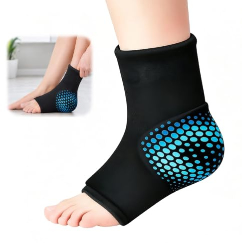 Kylmanschett fot och fotled, gel, kylpack med massageball, tvåskiktad fotled, geldyna för plantar fasciit, svullnad och stukningar, återanvändbar kylterapi för sport