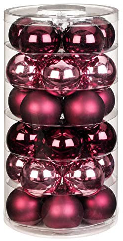 Inge-Glas Christbaumkugeln | Weihnachtskugeln aus Glas | Verschiedene Kugeldosen in vielen Farben | Kugeln Weihnachten Weihnachtsbaum (Berry Kiss, 30 Weihnachtskugeln 6cm)