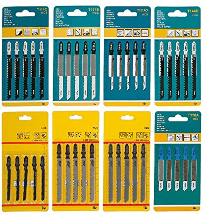 Set di 40 lame per sega T118A/ T111C/ T101B/ T101AO/ T119BO/ T101D/ T144D/ T101BR,con custodia per tagliere Legno, Plastica e Metallo