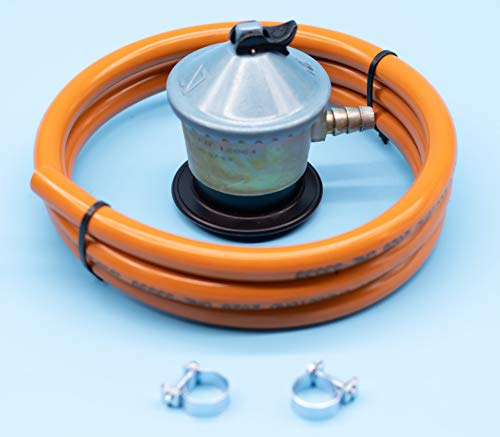 Kit Recambio Butano | Regulador + Manguera + Abrazaderas | Normativa Europea AENOR (2 Metros)
