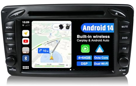 JOYX Android 10 bilradio för Benz CLK-C209/W209 C-W203/S203 Viano/Vito-W639 Vaneo G-W463 A-W168 - [4G+64G] - inbyggd DSP/Carplay/Android Auto - GRATIS LED MIC-kamera - 2 Din - DAB 4G SWC 3 60-kamera