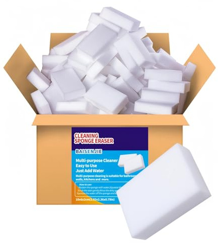 Melamine Sponge,100 Pack Magic Sponges Eraser Foam Cleaning Pads,Multi-Functional Household Cleaning Kitchen Dish Sponge for Furniture,Bathroom,Bathtub, Sink,Floor, Baseboard, Wall Cleaner