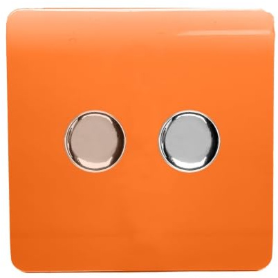 Trendi Artistic Modern Glossy Tactile 2 Gang 2 Way 120w LED Dimmer switch Orange